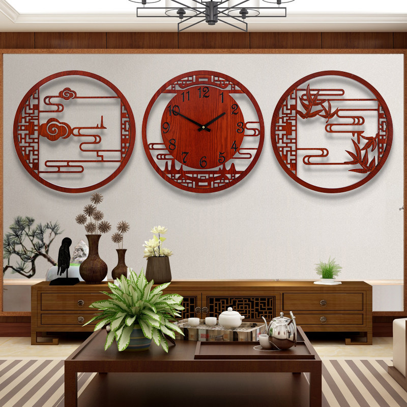 Luxury Lifestyle Aesthetics - Kunstmuurschildering Luxe wandhorloge Ronde Chinese stijl