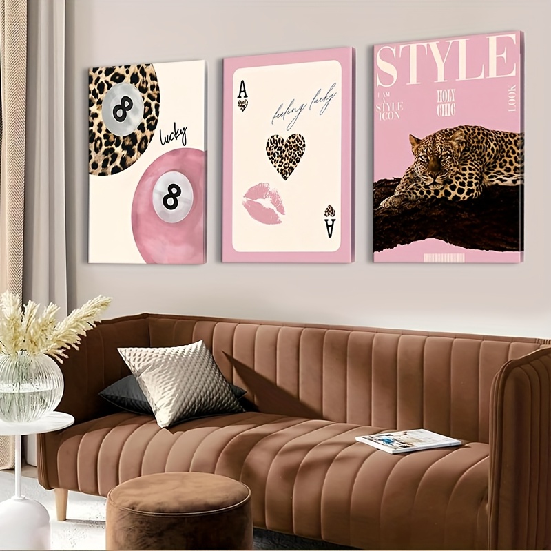 Luxury Lifestyle Items - 3 stuks luipaard- en cheetah-canvas wanddecoratie,