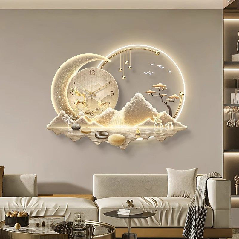 Luxury Lifestyle Aesthetics - Kunstmuurschildering Led-klok Muur Luxe ontwerp Minimalistische