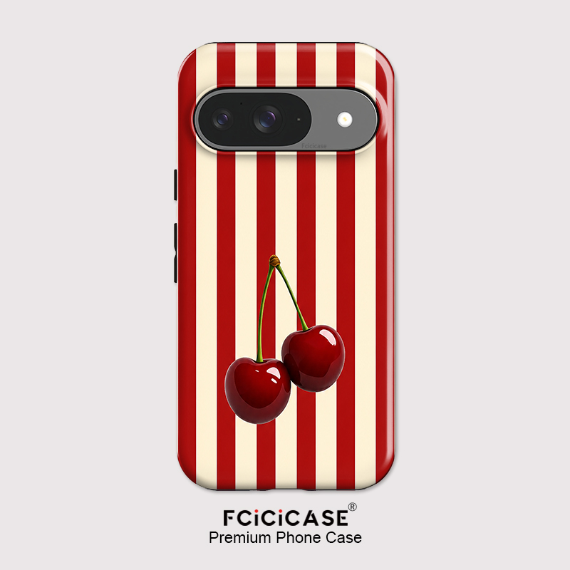 Google Pixel 9 Pro - Fcicicase Telefoonhoesje met kersenstrepenpatroon voor Google