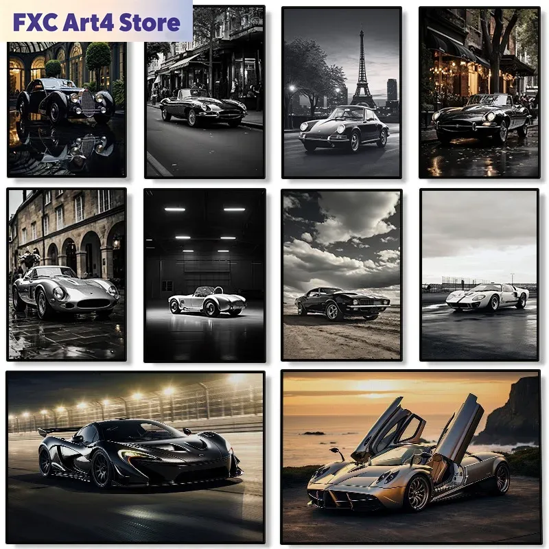 Luxury Lifestyle Items - Frameloze moderne beroemde merkauto's poster luxe